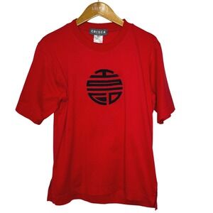 Vintage Crisca Japanese Crest Red T Shirt Women's Medium Made in‎ Italy